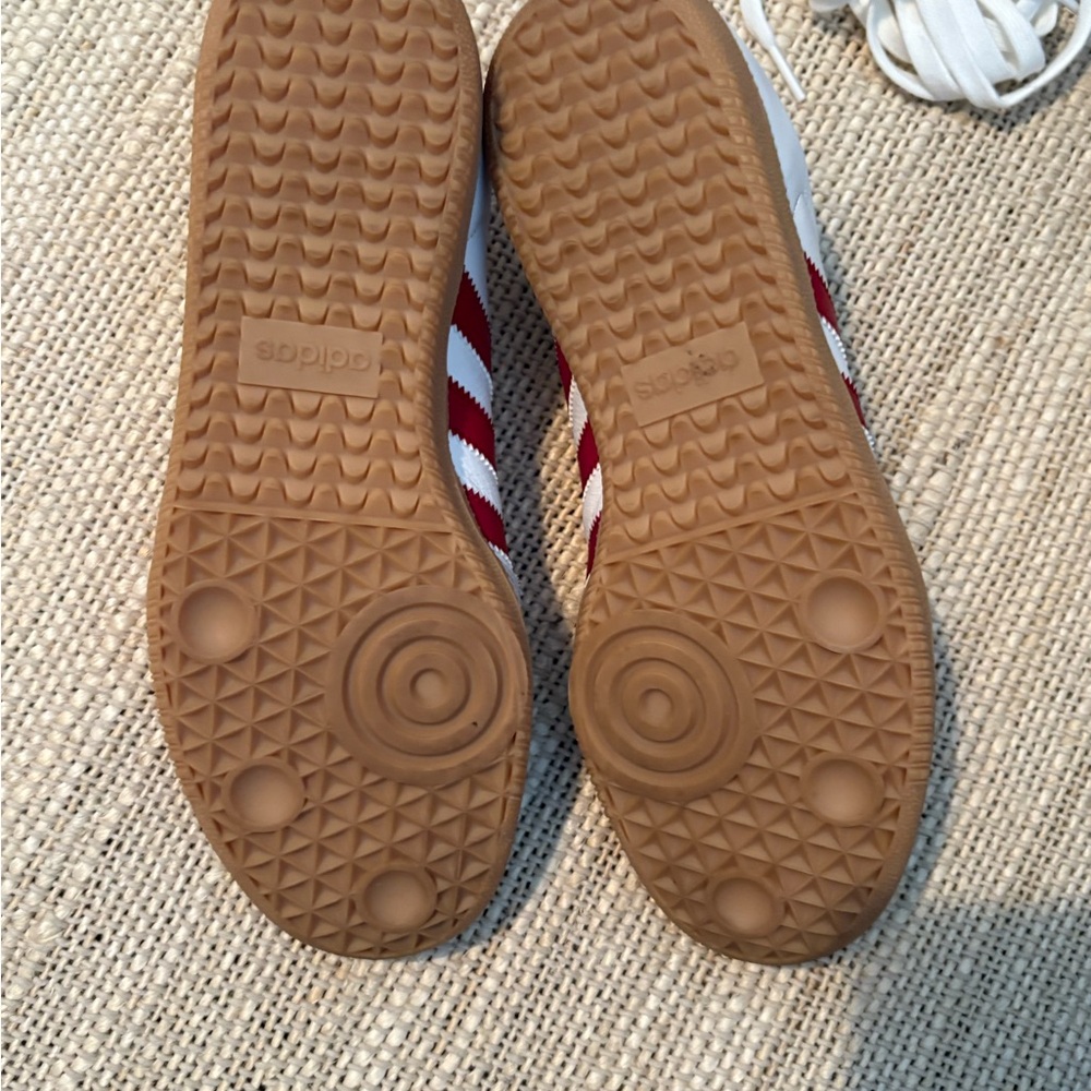 New! Adidas Sambas White Sneakers with Red Stripes - Picture 3 of 4